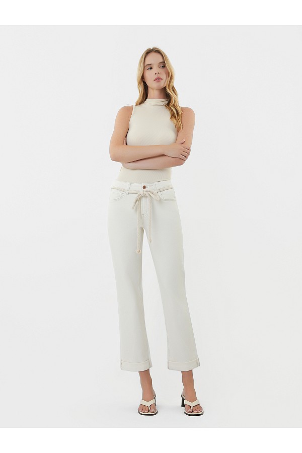 HIGH RISE ROPE CORD CUFFED BAGGY BO...